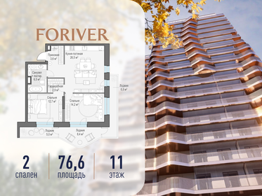Квартира 76,6 м², 2-комнатная - изображение 1