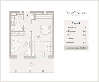Квартира 53,4 м², 2-комнатные - изображение 1