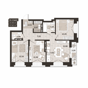 Квартира 73 м², 4-комнатная - изображение 1