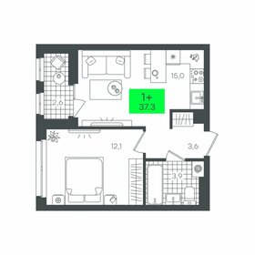 Квартира 37,4 м², 1-комнатная - изображение 1