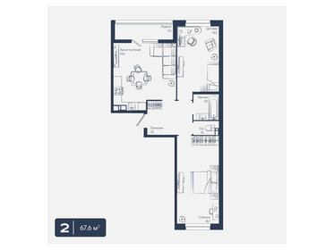 Квартира 67,6 м², 2-комнатная - изображение 1