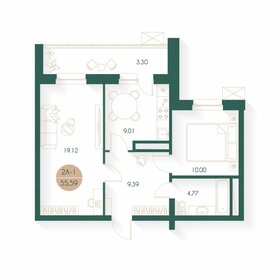 Квартира 55,6 м², 2-комнатная - изображение 1