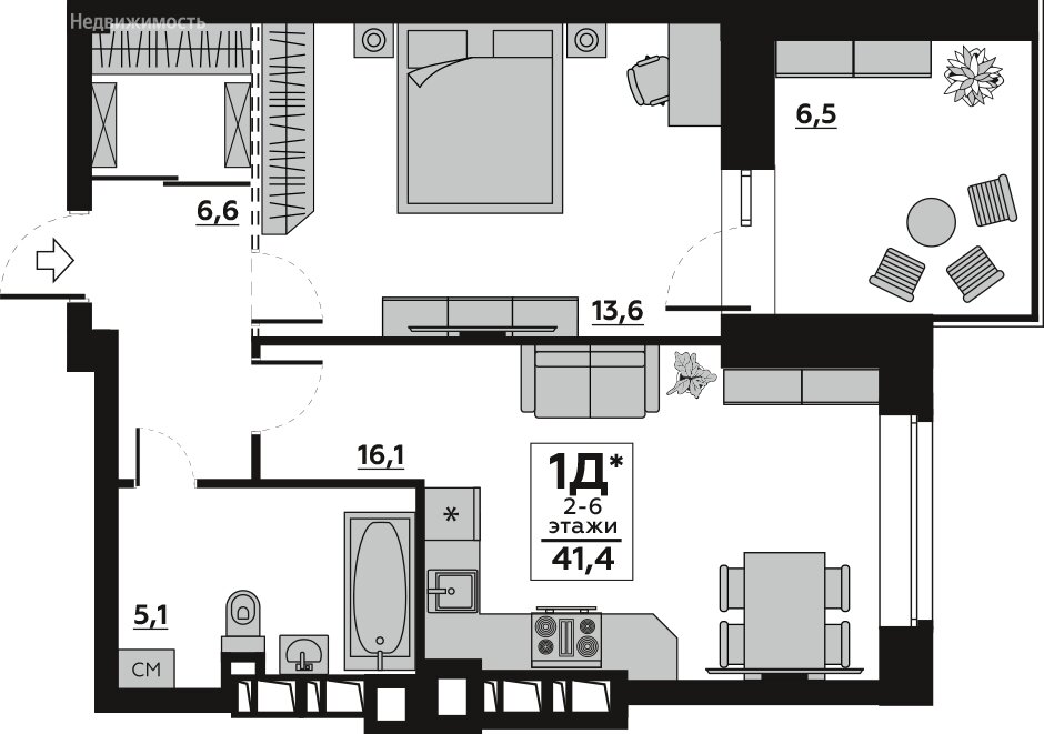 Варианты планировок ЖК Новорядье - планировка 6