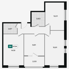 Квартира 67,5 м², 3-комнатная - изображение 2