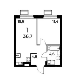 Квартира 36,7 м², 1-комнатная - изображение 1
