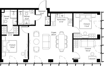 Квартира 82,5 м², 3-комнатная - изображение 2