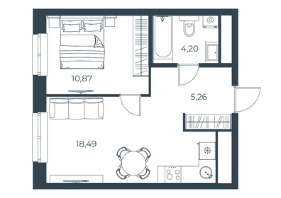 Квартира 38,8 м², 1-комнатная - изображение 1