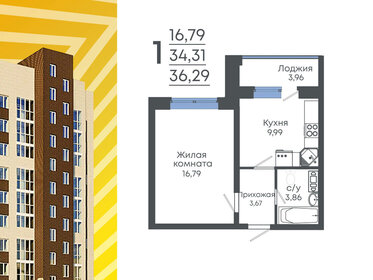 Квартира 36,3 м², 1-комнатная - изображение 1