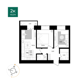 Квартира 48,8 м², 2-комнатная - изображение 1