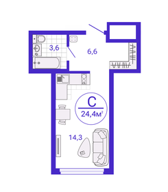 Квартира 24,4 м², студия - изображение 1