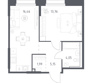 Квартира 41,4 м², 1-комнатная - изображение 1
