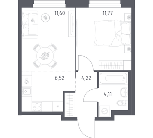 Квартира 38,2 м², 1-комнатная - изображение 1