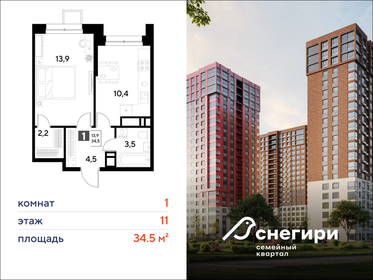 Квартира 34,5 м², 1-комнатная - изображение 1