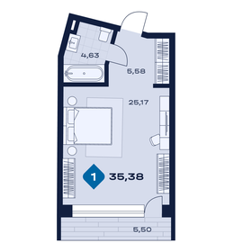 Квартира 35,4 м², 1-комнатные - изображение 1
