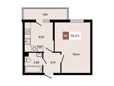 Квартира 36,3 м², 1-комнатная - изображение 1