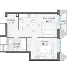 Квартира 50,9 м², 1-комнатная - изображение 2