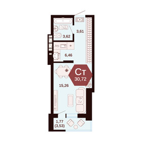 Квартира 30,7 м², студия - изображение 1