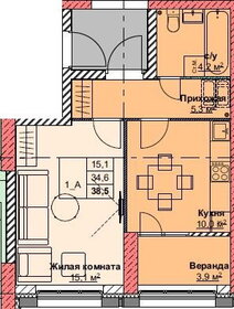 Квартира 38,5 м², 1-комнатная - изображение 1