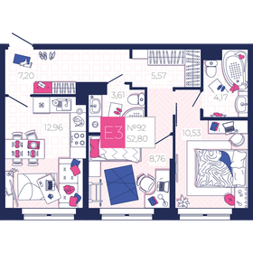 Квартира 52,8 м², 2-комнатная - изображение 1