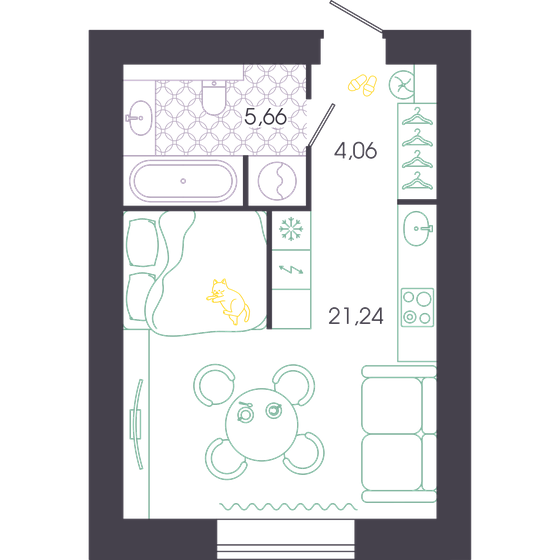 30,5 м², квартира-студия 3 501 750 ₽ - изображение 28