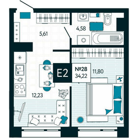 Квартира 34,2 м², 1-комнатная - изображение 1