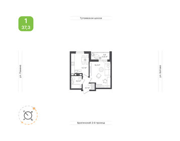 Квартира 37,3 м², 1-комнатная - изображение 1