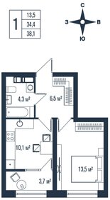 Квартира 38,1 м², 1-комнатная - изображение 1