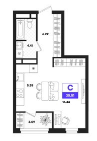 Квартира 35,5 м², студия - изображение 1