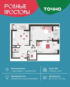 Квартира 69,7 м², 2-комнатная - изображение 1