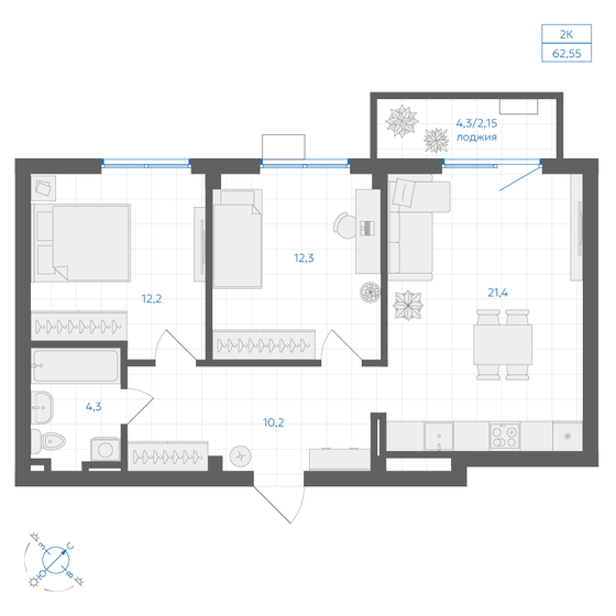 64,2 м², 3-комнатная квартира 5 150 000 ₽ - изображение 108