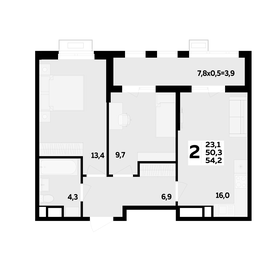 Квартира 54,2 м², 2-комнатная - изображение 1