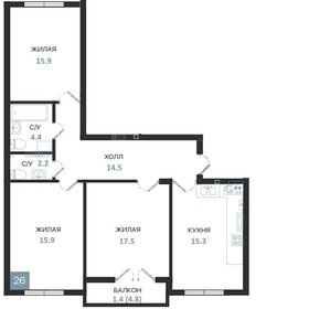 Квартира 85,6 м², 3-комнатная - изображение 1