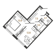 Квартира 40,2 м², 1-комнатная - изображение 2