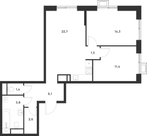 Квартира 64,3 м², 2-комнатная - изображение 1