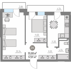 Квартира 61,8 м², 2-комнатная - изображение 1