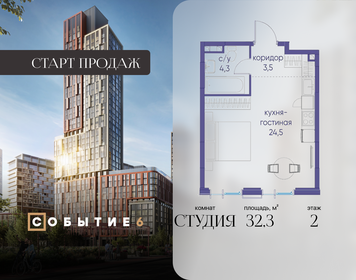 Квартира 32,3 м², студия - изображение 1