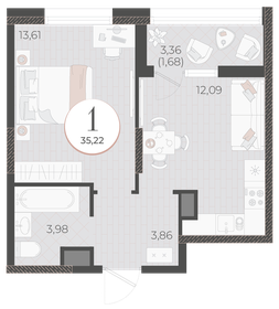 Квартира 35,2 м², 1-комнатная - изображение 1