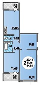 Квартира 64,9 м², 2-комнатная - изображение 1
