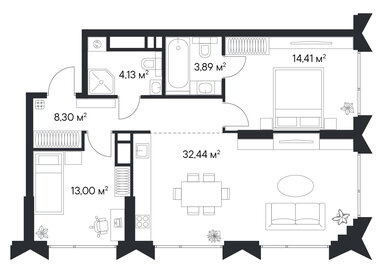 Квартира 75,3 м², 2-комнатная - изображение 1