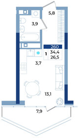 Квартира 34,4 м², 1-комнатные - изображение 1