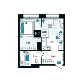 Квартира 34,7 м², 1-комнатная - изображение 1