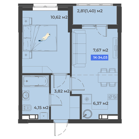 Квартира 34 м², 1-комнатная - изображение 1