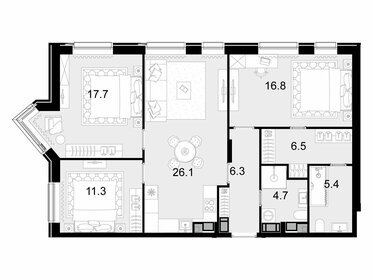 Квартира 94,9 м², 3-комнатная - изображение 1
