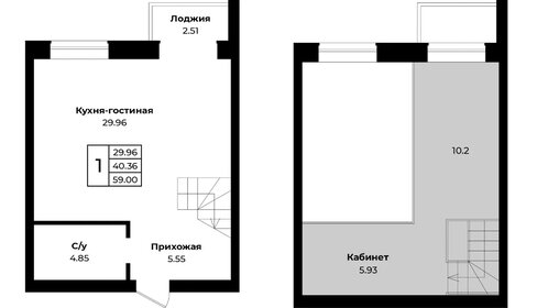 Квартира 59 м², студия - изображение 1