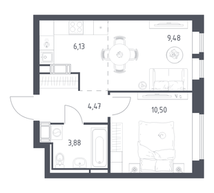 Квартира 34,5 м², 1-комнатная - изображение 1