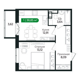 Квартира 37,5 м², 1-комнатная - изображение 1