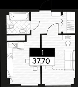 Квартира 37,7 м², 1-комнатные - изображение 1