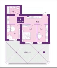 Квартира 68 м², 2-комнатная - изображение 1