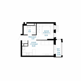Квартира 35,6 м², 1-комнатная - изображение 1