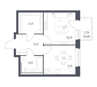 Квартира 36,5 м², 1-комнатная - изображение 1